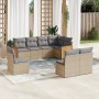 Garden sofa set with beige cushions, 8 pieces, PE rattan. by , Garden sets - Ref: Foro24-3260127, Price: 586,46 €, Discount: %