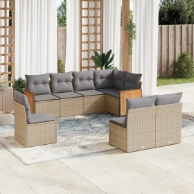 Garden sofa set with beige cushions, 8 pieces, PE rattan. by , Garden sets - Ref: Foro24-3260127, Price: 582,59 €, Discount: %