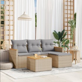 Set Gartensofas mit Kissen 5 Stück synthetisches Rattan beige von , Gartensets - Ref: Foro24-3258314, Preis: 336,99 €, Rabatt: %