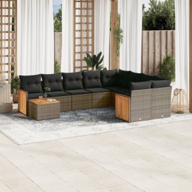 Garden sofa set 10 pieces with gray synthetic rattan cushions by , Garden sets - Ref: Foro24-3260401, Price: 665,73 €, Discou...