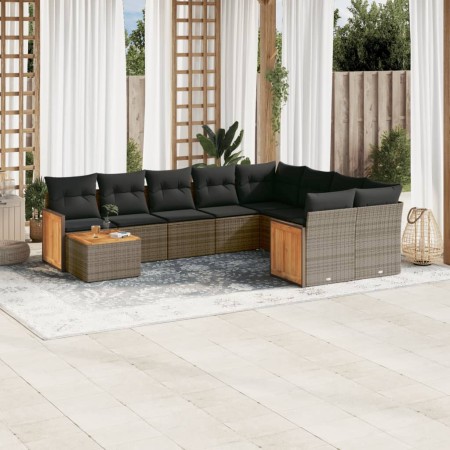 Garden sofa set 10 pieces with gray synthetic rattan cushions by , Garden sets - Ref: Foro24-3260401, Price: 634,99 €, Discou...