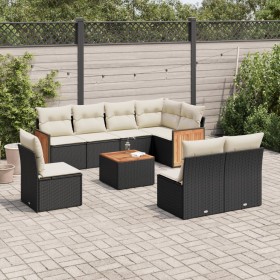 Set aus 8-teiligen Gartensofas und Kissen Kunstrattan schwarz von , Gartensets - Ref: Foro24-3260131, Preis: 540,93 €, Rabatt: %