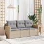 Garden sofa set with beige cushions 3 pieces PE rattan by , Garden sets - Ref: Foro24-3258160, Price: 234,86 €, Discount: %