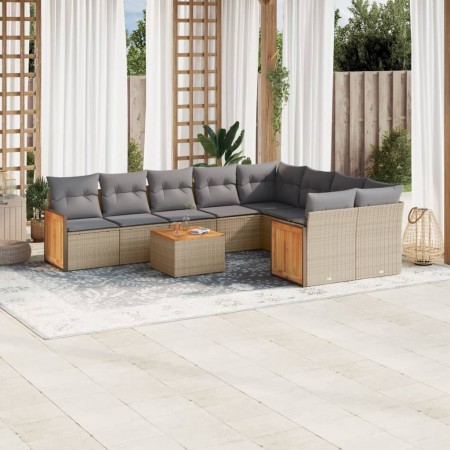 Garden sofa set with beige cushions, 10 pieces, made of synthetic rattan. by , Garden sets - Ref: Foro24-3260393, Price: 718,...