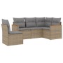 Gartensofa-Set mit Kissen, 5-teilig, beiges synthetisches Rattan von , Gartensets - Ref: Foro24-3258377, Preis: 401,01 €, Rab...