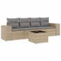 Garden sofa set with cushions 5 pieces beige synthetic rattan by , Garden sets - Ref: Foro24-3254626, Price: 388,99 €, Discou...