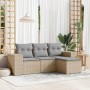 Garden sofa set with 4-piece synthetic rattan beige cushions by , Garden sets - Ref: Foro24-3254806, Price: 343,99 €, Discoun...