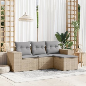 Garden sofa set with 4-piece synthetic rattan beige cushions by , Garden sets - Ref: Foro24-3254806, Price: 344,06 €, Discoun...