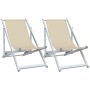 Folding beach chairs, 2 units, aluminum and cream textilene by , Garden chairs - Ref: Foro24-360169, Price: 104,01 €, Discoun...