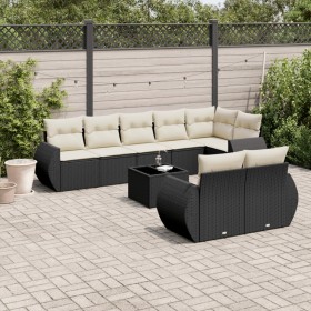 Set aus 8-teiligen Gartensofas und Kissen Kunstrattan schwarz von , Modulare Sofas für den Außenbereich - Ref: Foro24-3221625...