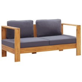 Gartensofabank und Kissen aus massivem grauem Akazienholz 140 cm von vidaXL, Modulare Sofas für den Außenbereich - Ref: Foro2...