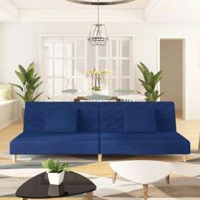 Two-seater sofa bed with two blue fabric pillows. by , Sofas - Ref: Foro24-375893, Price: 224,99 €, Discount: %