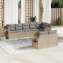 Garden sofa set with beige cushions, 8 pieces, PE rattan. by , Garden sets - Ref: Foro24-3252756, Price: 668,02 €, Discount: %