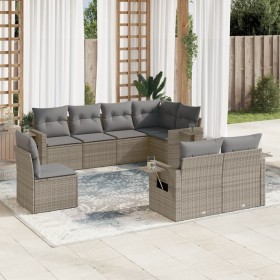 Garden sofa set 8 pieces and gray synthetic rattan cushions by , Garden sets - Ref: Foro24-3252777, Price: 656,65 €, Discount: %