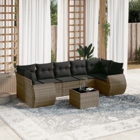 Garden sofa set 8 pieces and gray synthetic rattan cushions by , Garden sets - Ref: Foro24-3253477, Price: 555,99 €, Discount: %