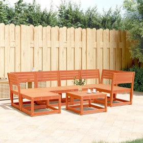 6-piece garden sofa set made of solid pine wood in brown wax. by , Garden sets - Ref: Foro24-3217032, Price: 524,99 €, Discou...