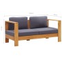 Garden sofa bench and cushions solid gray acacia wood 140 cm by vidaXL, Modular outdoor sofas - Ref: Foro24-47276, Price: 267...