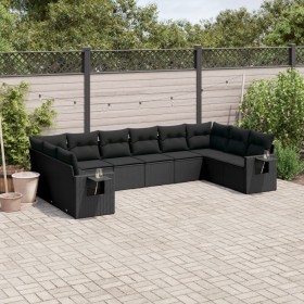 Set de sofás de jardín 10 pzas cojines ratán sintético negro de , Conjuntos de jardín - Ref: Foro24-3253002, Precio: 671,99 €...