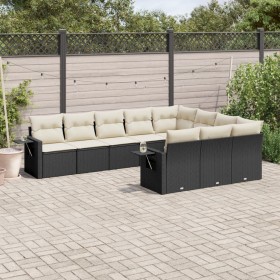 Gartensofa-Set 10-teilig mit schwarzen synthetischen Rattankissen von , Gartensets - Ref: Foro24-3253023, Preis: 600,06 €, Ra...