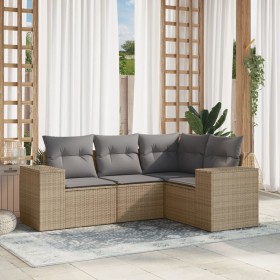 Garden sofa set with 4-piece synthetic rattan beige cushions by , Garden sets - Ref: Foro24-3254846, Price: 366,73 €, Discoun...