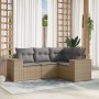 Garden sofa set with 4-piece synthetic rattan beige cushions by , Garden sets - Ref: Foro24-3254846, Price: 367,25 €, Discoun...