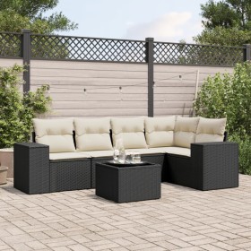 Set aus 6-teiligen Gartensofas und Kissen Kunstrattan schwarz von , Gartensets - Ref: Foro24-3254873, Preis: 424,26 €, Rabatt: %