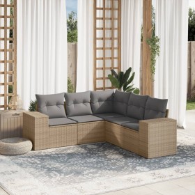 Garden sofa set with 5-piece synthetic rattan beige cushions by , Garden sets - Ref: Foro24-3254886, Price: 454,57 €, Discoun...