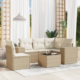 Garden sofa set with 6-piece synthetic rattan beige cushions by , Garden sets - Ref: Foro24-3254915, Price: 555,54 €, Discoun...