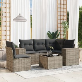 Set mit 6 Gartenmöbeln und Kissen synthetisches Rattangrau von , Gartensets - Ref: Foro24-3254917, Preis: 458,66 €, Rabatt: %