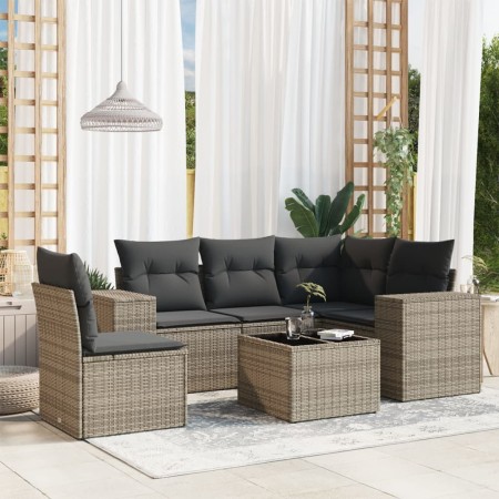 6-piece garden furniture set with gray synthetic rattan cushions by , Garden sets - Ref: Foro24-3254917, Price: 459,87 €, Dis...