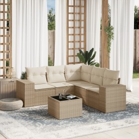 Garden sofa set with 6-piece synthetic rattan beige cushions by , Garden sets - Ref: Foro24-3222557, Price: 543,04 €, Discoun...