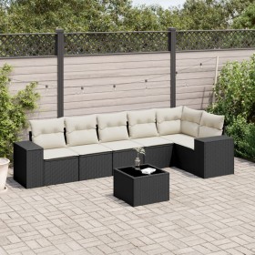 7-teiliges Garten-Esszimmerset und Kissen synthetisches Rattan schwarz von , Gartensets - Ref: Foro24-3222595, Preis: 493,70 ...