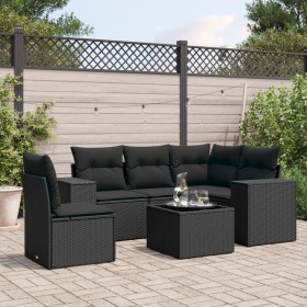 Set aus 6-teiligen Gartensofas und Kissen Kunstrattan schwarz von , Gartensets - Ref: Foro24-3222574, Preis: 434,45 €, Rabatt: %