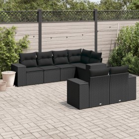 7-teiliges Garten-Esszimmerset und Kissen synthetisches Rattan schwarz von , Gartensets - Ref: Foro24-3222804, Preis: 580,23 ...