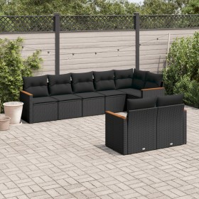 Set aus 8-teiligen Gartensofas und Kissen Kunstrattan schwarz von , Gartensets - Ref: Foro24-3258548, Preis: 584,99 €, Rabatt: %