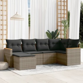 6-piece garden furniture set and gray synthetic rattan cushions by , Garden sets - Ref: Foro24-3258581, Price: 393,23 €, Disc...