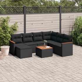 Set aus 8-teiligen Gartensofas und Kissen Kunstrattan schwarz von , Gartensets - Ref: Foro24-3258611, Preis: 515,48 €, Rabatt: %