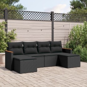 Set aus 6-teiligen Gartensofas und Kissen Kunstrattan schwarz von , Gartensets - Ref: Foro24-3258618, Preis: 401,34 €, Rabatt: %