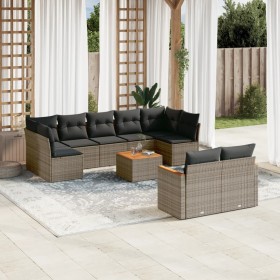 Garden sofa set 10 pieces with gray synthetic rattan cushions by , Garden sets - Ref: Foro24-3258700, Price: 627,65 €, Discou...