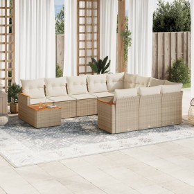 Set de sofás de jardín 11pzas con cojines ratán sintético beige de , Conjuntos de jardín - Ref: Foro24-3258768, Precio: 725,9...