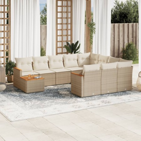 Set de sofás de jardín 11pzas con cojines ratán sintético beige de , Conjuntos de jardín - Ref: Foro24-3258768, Precio: 770,5...