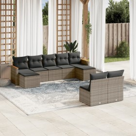 Set de muebles de jardín 9 pzas y cojines ratán sintético gris de , Conjuntos de jardín - Ref: Foro24-3258777, Precio: 514,99...