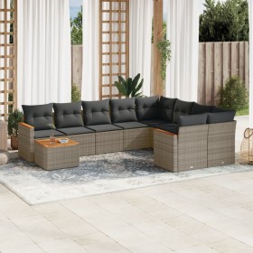 Garden sofa set 10 pieces with gray synthetic rattan cushions by , Garden sets - Ref: Foro24-3258721, Price: 602,85 €, Discou...