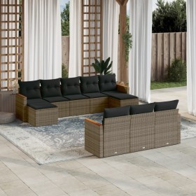 Set de sofás de jardín 10 pzas con cojines ratán sintético gris de , Conjuntos de jardín - Ref: Foro24-3258819, Precio: 610,5...