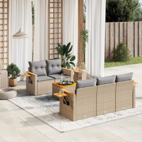 Garden sofa set with 6-piece synthetic rattan beige cushions by , Garden sets - Ref: Foro24-3259028, Price: 486,99 €, Discoun...