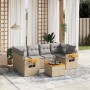 Set of 7-piece garden sofas and beige synthetic rattan cushions by , Garden sets - Ref: Foro24-3259042, Price: 500,58 €, Disc...