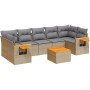 Garden sofa set with beige cushions, 8 pieces, PE rattan. by , Garden sets - Ref: Foro24-3259056, Price: 559,99 €, Discount: %