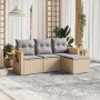 Garden sofa set with 4-piece synthetic rattan beige cushions by , Garden sets - Ref: Foro24-3259147, Price: 293,78 €, Discoun...