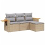 Garden sofa set with 4-piece synthetic rattan beige cushions by , Garden sets - Ref: Foro24-3259147, Price: 293,78 €, Discoun...