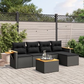 Set aus 6-teiligen Gartensofas und Kissen Kunstrattan schwarz von , Gartensets - Ref: Foro24-3259164, Preis: 395,48 €, Rabatt: %